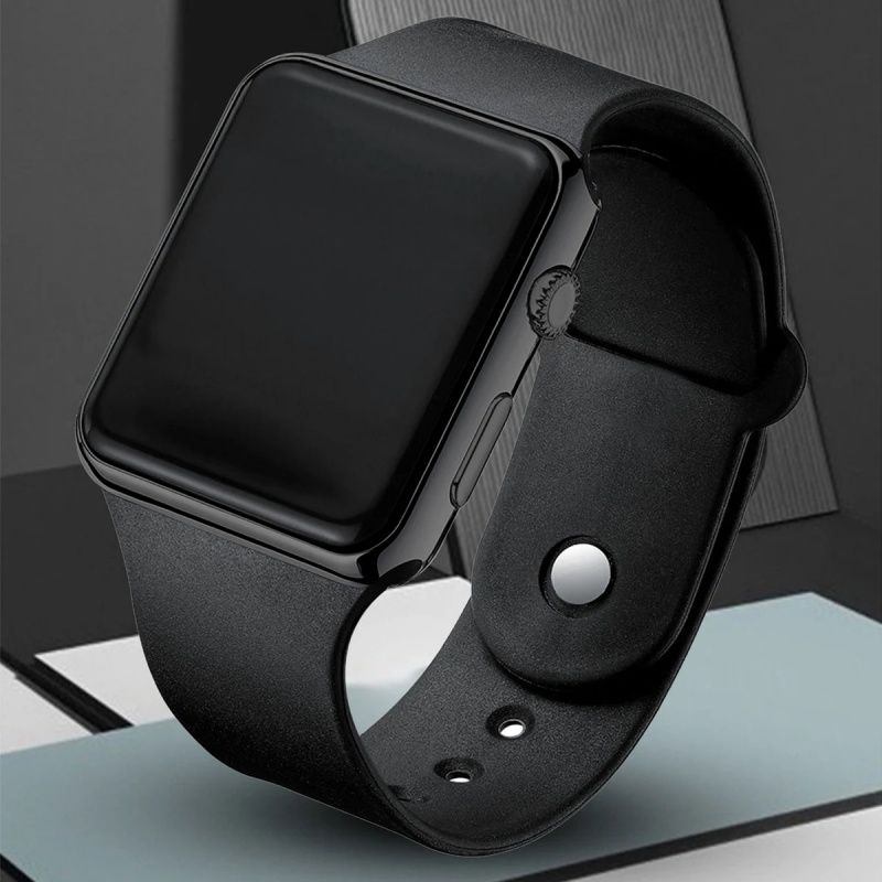 Fashionable And Simple Square  LED Silicone Quartz Electronic Watch+Bracelet Set, Student Adult Unisex,Luminous Electroplating Sports Electronic Watch,Because Of The Tide So Popular
