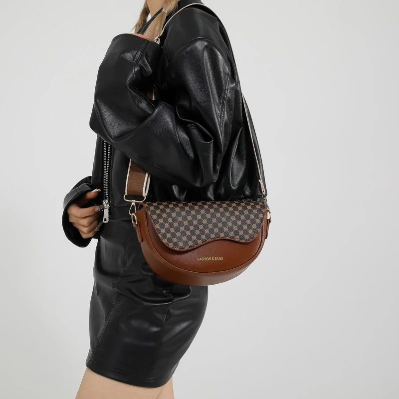 Vintage Texture  Leopard Print Ladies Handbags， PU Leather  Shoulder Crossbody Bag Saddle Bag，Luxury Versatile  Perfect For Outdoor Streetwear And Holiday Gifts