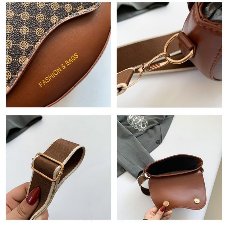 Vintage Texture  Leopard Print Ladies Handbags， PU Leather  Shoulder Crossbody Bag Saddle Bag，Luxury Versatile  Perfect For Outdoor Streetwear And Holiday Gifts