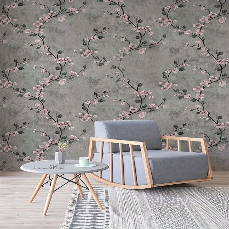 3D Printed Emerald Flower Wallpaper PVC Moisture-proof Self-adhesive Paper， Bedroom Living Room TV Background Wall Decoration Wall Sticker ，It Is easy To Create A Style Home