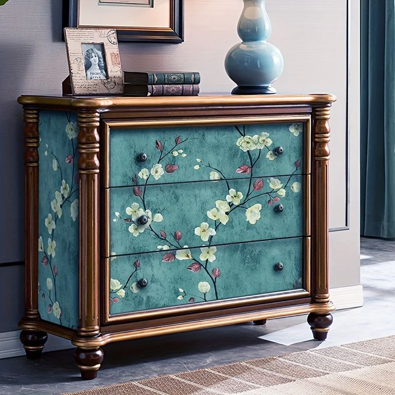 3D Printed Emerald Flower Wallpaper PVC Moisture-proof Self-adhesive Paper， Bedroom Living Room TV Background Wall Decoration Wall Sticker ，It Is easy To Create A Style Home