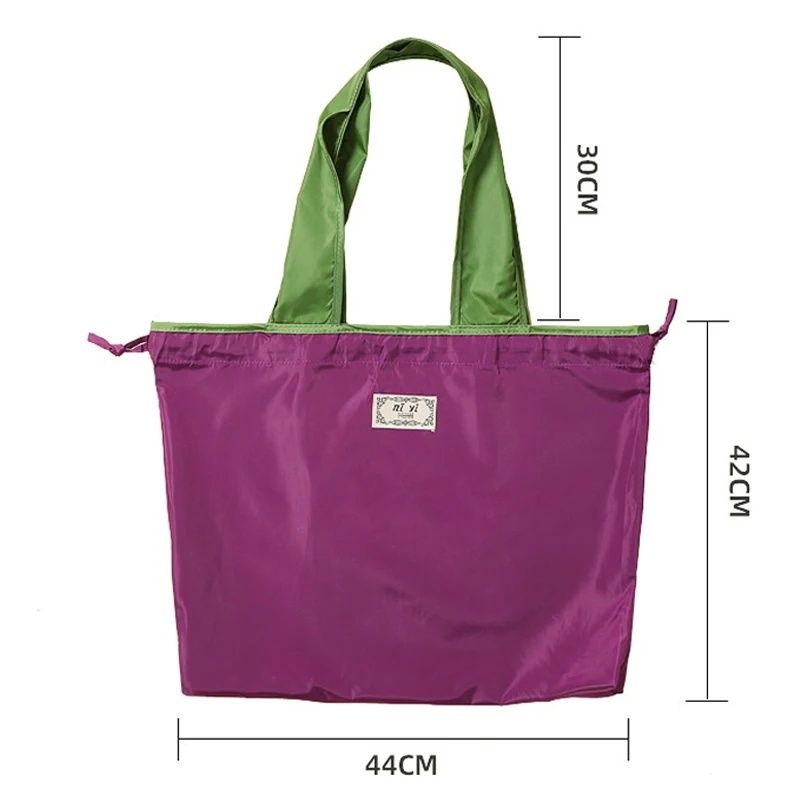 Foldable Eco-Friendly Shoulder Bags Women's Reusable Grocery Bag Large Capacity Foldable Shopping Bag With Drawstring Closure (The Size Of The Shopping Bag Is Shown In The Picture Size Drawing)