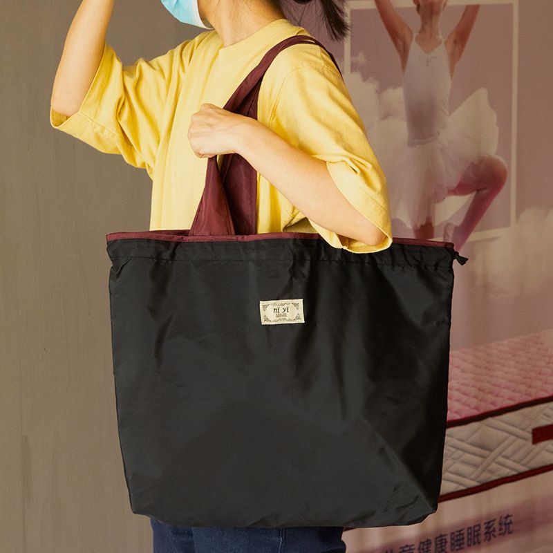 Foldable Eco-Friendly Shoulder Bags Women's Reusable Grocery Bag Large Capacity Foldable Shopping Bag With Drawstring Closure (The Size Of The Shopping Bag Is Shown In The Picture Size Drawing)