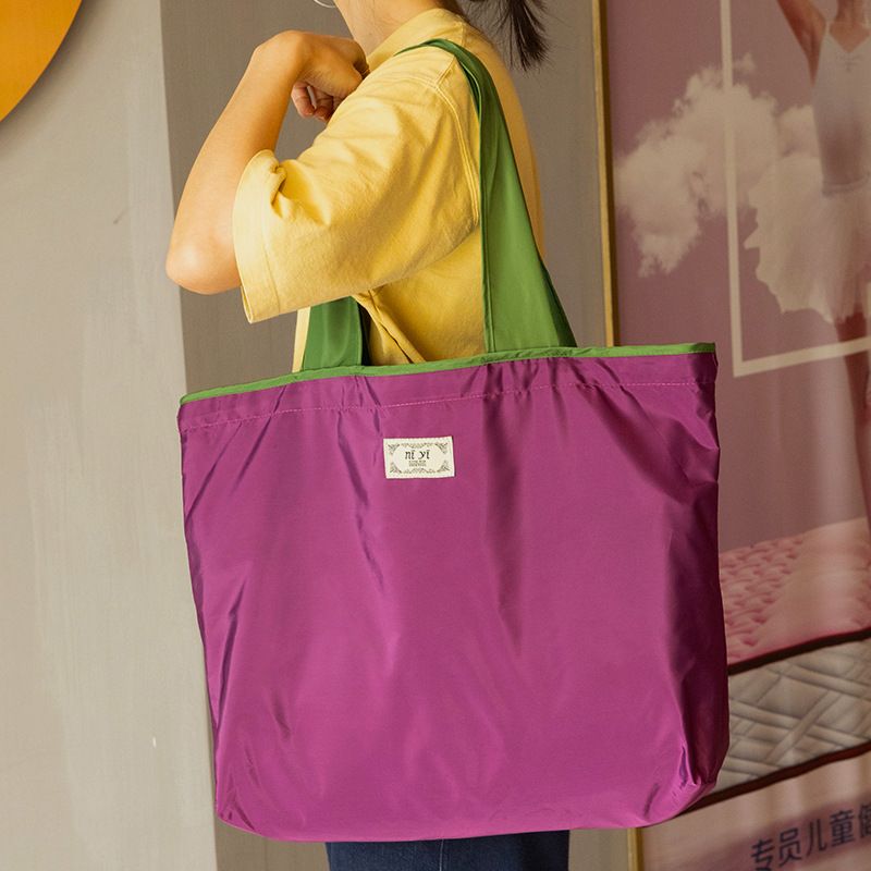 Foldable Eco-Friendly Shoulder Bags Women's Reusable Grocery Bag Large Capacity Foldable Shopping Bag With Drawstring Closure (The Size Of The Shopping Bag Is Shown In The Picture Size Drawing)