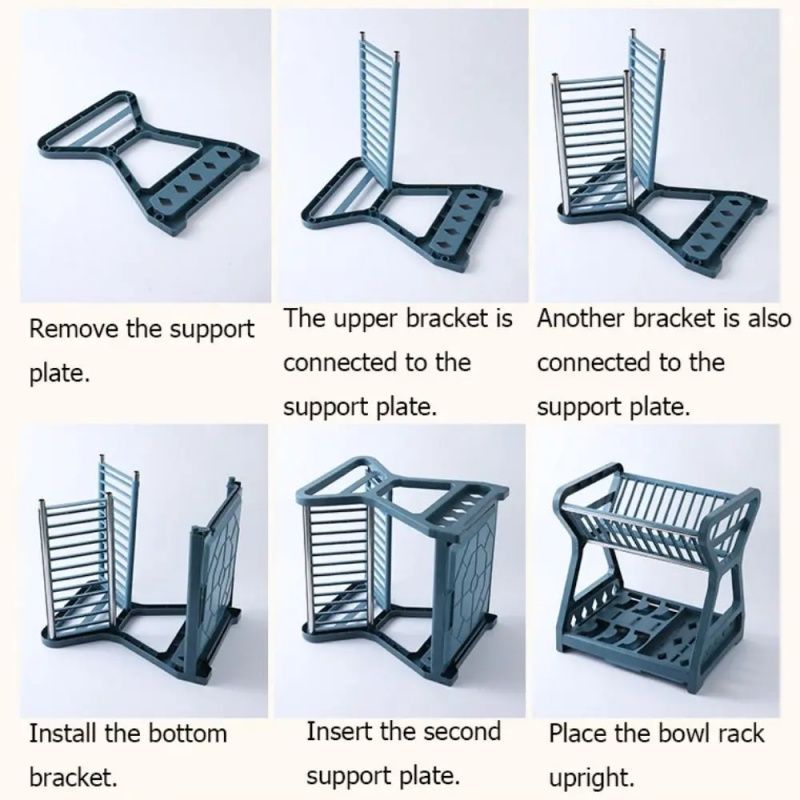 New Dish Drainer Dish,Kitchen Storage Double Layer Dish Drainer Shelf Knife Container Holder ,Four Steel Pipes For Support,Durable,Saving Kitchen Counter Kitchen Organizer Is A Good Helper