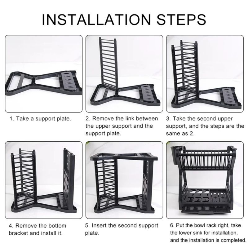 New Dish Drainer Dish,Kitchen Storage Double Layer Dish Drainer Shelf Knife Container Holder ,Four Steel Pipes For Support,Durable,Saving Kitchen Counter Kitchen Organizer Is A Good Helper