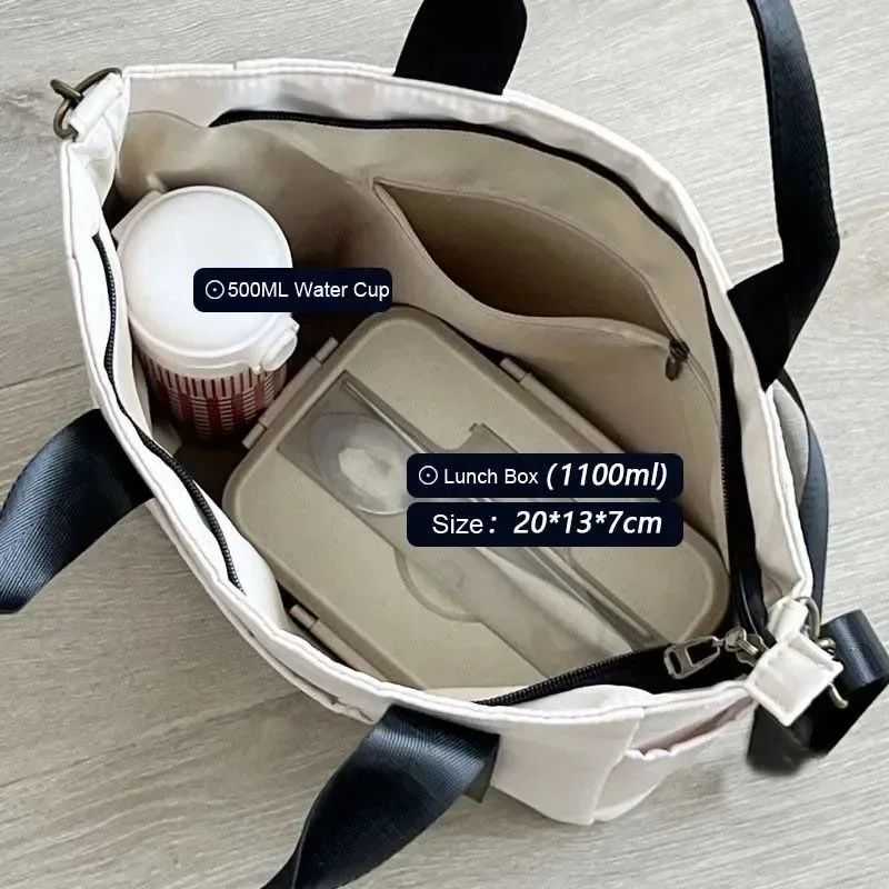 New Design Waterproond Stylish  Canvas Tote  Simple Versatile Shoulder, Portable Lunch Box Bag ,Durable Adjustable Strap   Multi-pocket  Travel Bag Student Purses