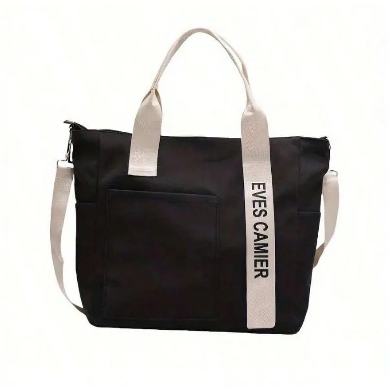 New Design Waterproond Stylish  Canvas Tote  Simple Versatile Shoulder, Portable Lunch Box Bag ,Durable Adjustable Strap   Multi-pocket  Travel Bag Student Purses