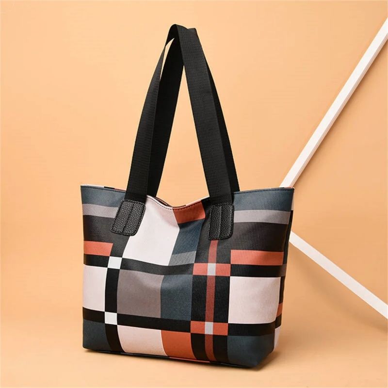 Striped Plaid Tote Bag For Women, New Fashionable Women's Shoulder Bag,Commuting Bag,  Large-capacity PU Leather Luxury Brief Casual Shopping Bolsa