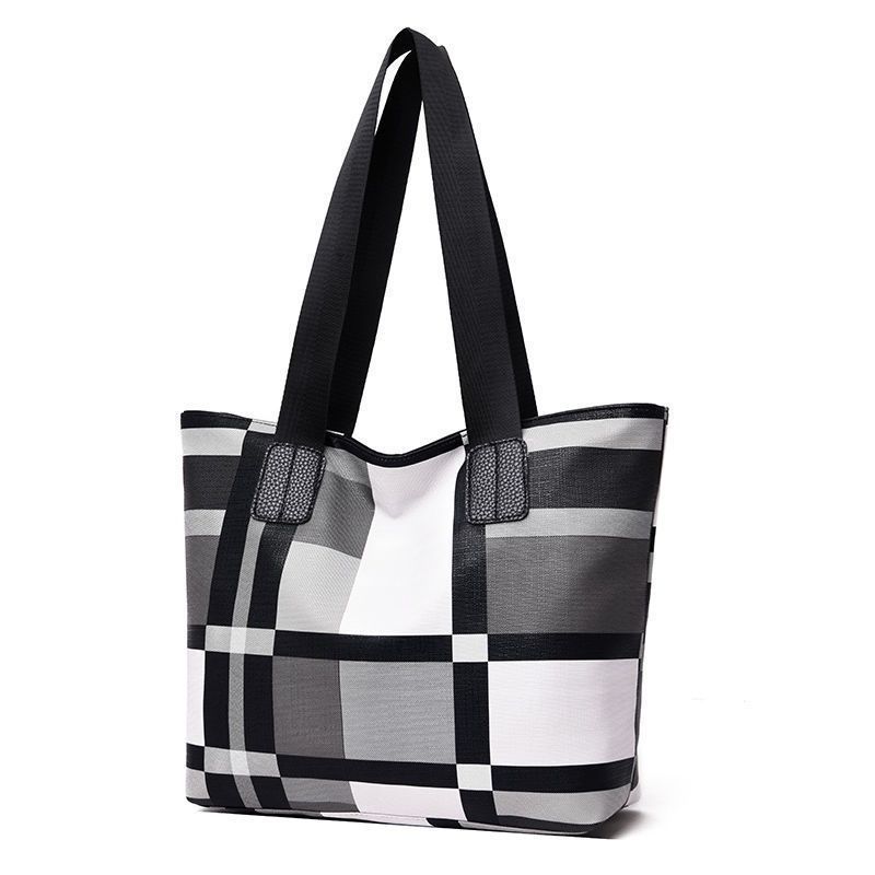 Striped Plaid Tote Bag For Women, New Fashionable Women's Shoulder Bag,Commuting Bag,  Large-capacity PU Leather Luxury Brief Casual Shopping Bolsa