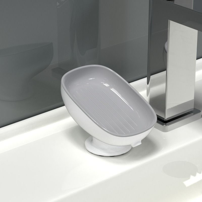 Household Drain Soap Box, Suction Cup Soap Dish With Drain Holes, Luxury Soap Box Creative Suction Cup Holder Super Suction Portable Soap Box Bathroom Accessories