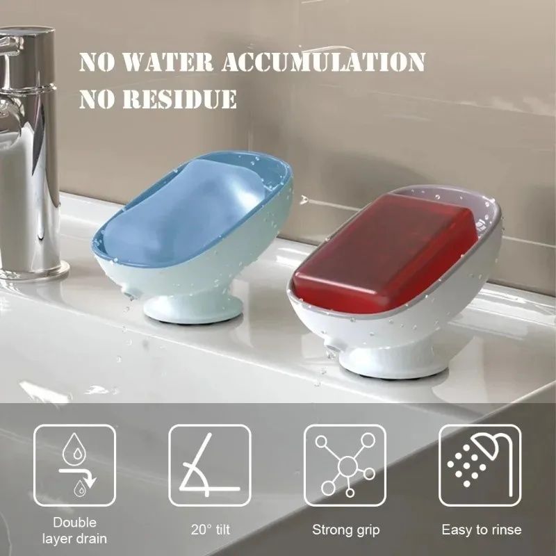 Household Drain Soap Box, Suction Cup Soap Dish With Drain Holes, Luxury Soap Box Creative Suction Cup Holder Super Suction Portable Soap Box Bathroom Accessories