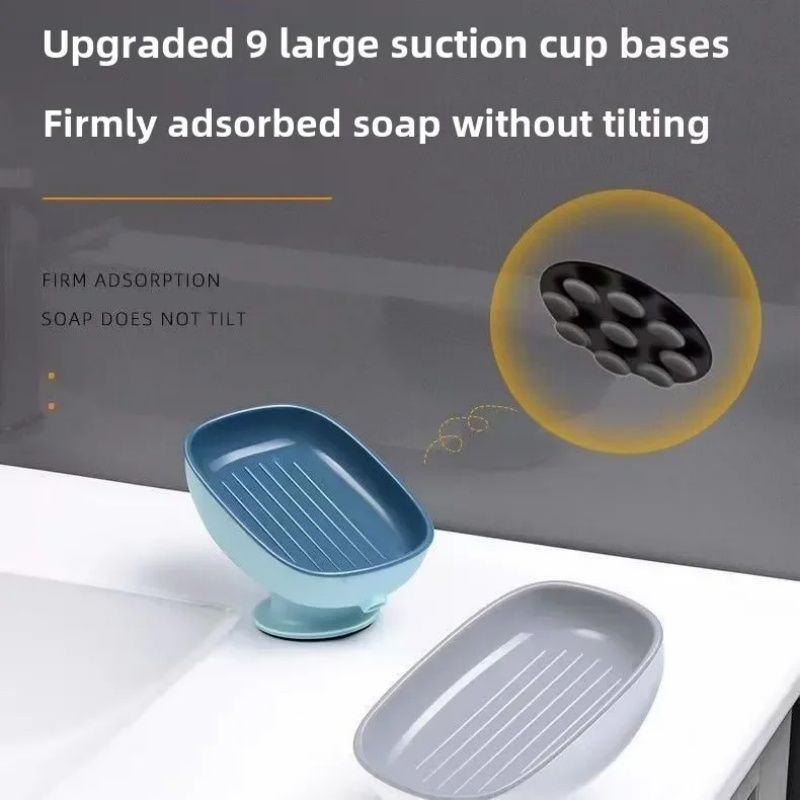 Household Drain Soap Box, Suction Cup Soap Dish With Drain Holes, Luxury Soap Box Creative Suction Cup Holder Super Suction Portable Soap Box Bathroom Accessories