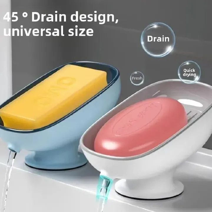 Household Drain Soap Box, Suction Cup Soap Dish With Drain Holes, Luxury Soap Box Creative Suction Cup Holder Super Suction Portable Soap Box Bathroom Accessories
