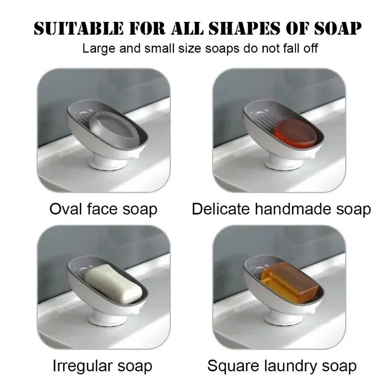 Household Drain Soap Box, Suction Cup Soap Dish With Drain Holes, Luxury Soap Box Creative Suction Cup Holder Super Suction Portable Soap Box Bathroom Accessories