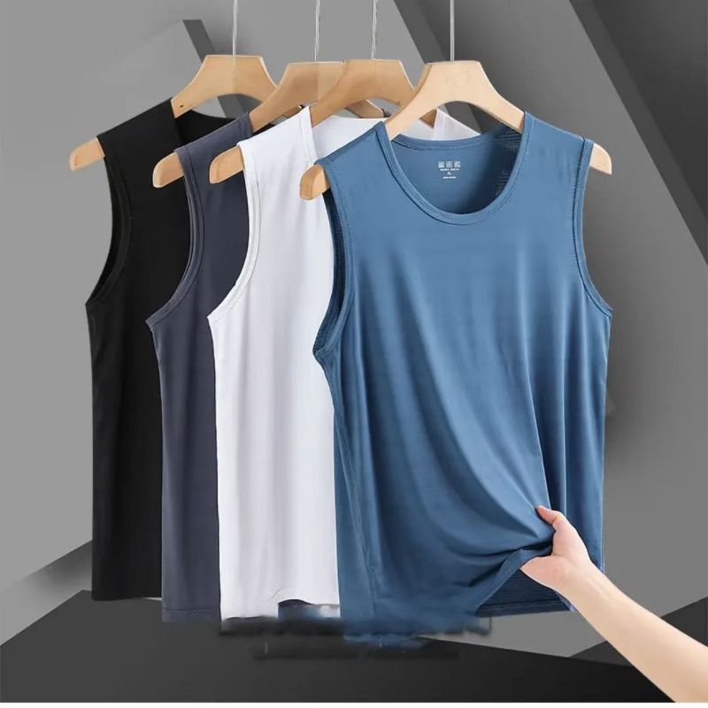 Summer Ultra-light And Breathable Sports Quick-drying Top, Sleeveless T-shirt For Running And Fitness, Ice Silk Elastic Men's Vest