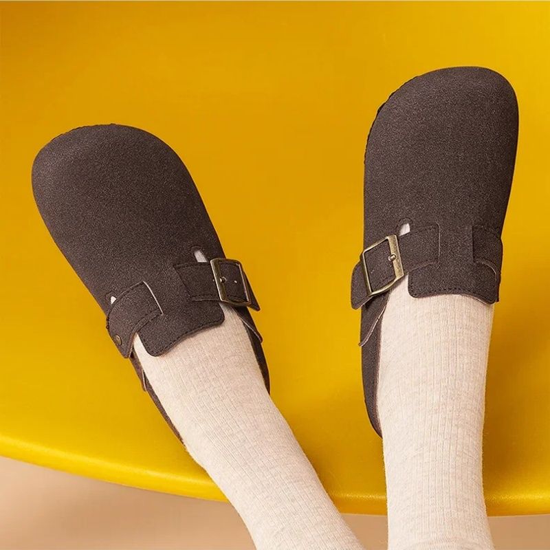 New Style Of Women's Birken Shoes， Retro Anti Slip Flat Bottomed Half Slippers , Soft-soled Comfortable Breathable  Sandals，Trend Solid Color Casual Shoes