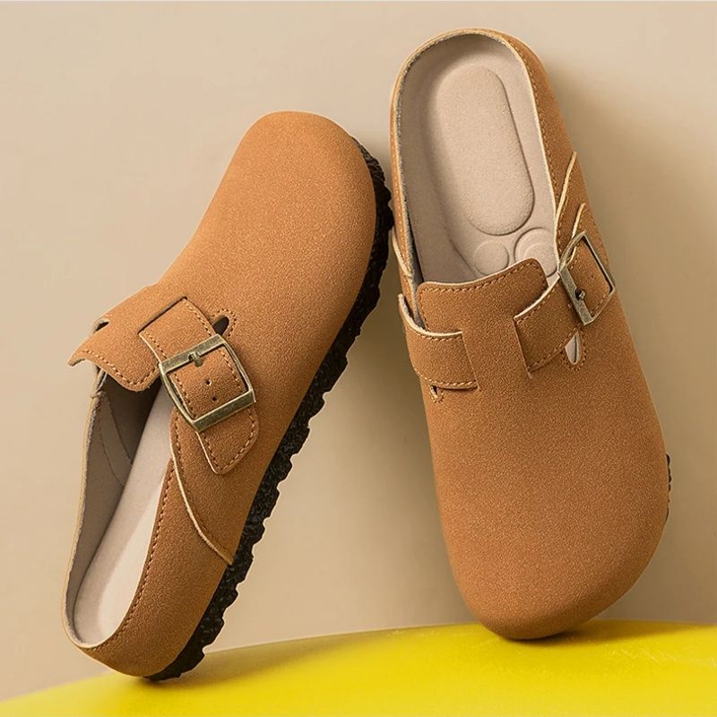New Style Of Women's Birken Shoes， Retro Anti Slip Flat Bottomed Half Slippers , Soft-soled Comfortable Breathable  Sandals，Trend Solid Color Casual Shoes