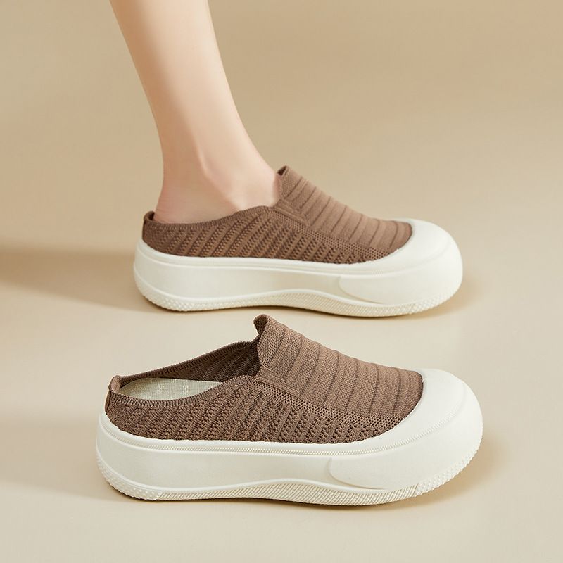 The 2025 Summer New Minimalist Thick-soled Woven Half-top Casual Women's Shoes，Fashionable And Versatile, Breathable And Minimalist Fisherman's Shoes