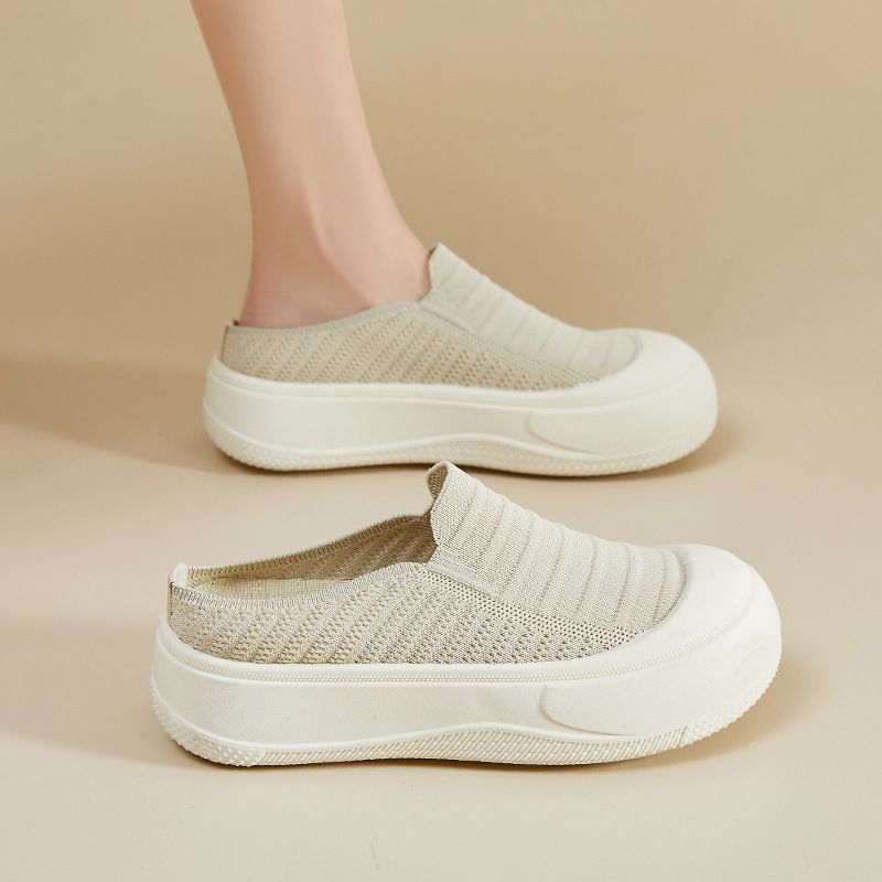 The 2025 Summer New Minimalist Thick-soled Woven Half-top Casual Women's Shoes，Fashionable And Versatile, Breathable And Minimalist Fisherman's Shoes