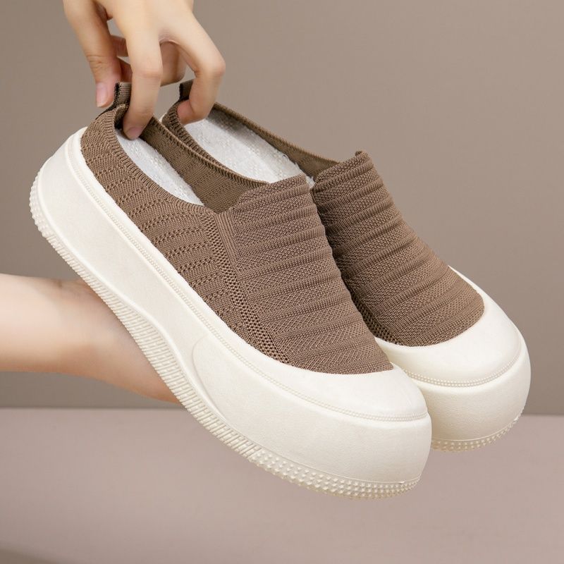 The 2025 Summer New Minimalist Thick-soled Woven Half-top Casual Women's Shoes，Fashionable And Versatile, Breathable And Minimalist Fisherman's Shoes