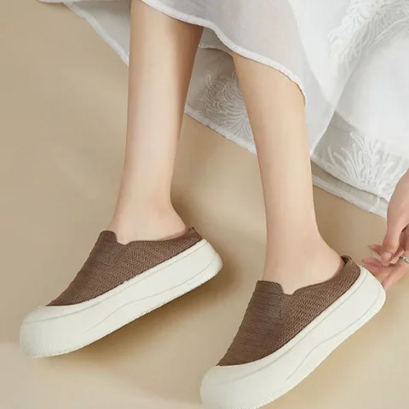 The 2025 Summer New Minimalist Thick-soled Woven Half-top Casual Women's Shoes，Fashionable And Versatile, Breathable And Minimalist Fisherman's Shoes