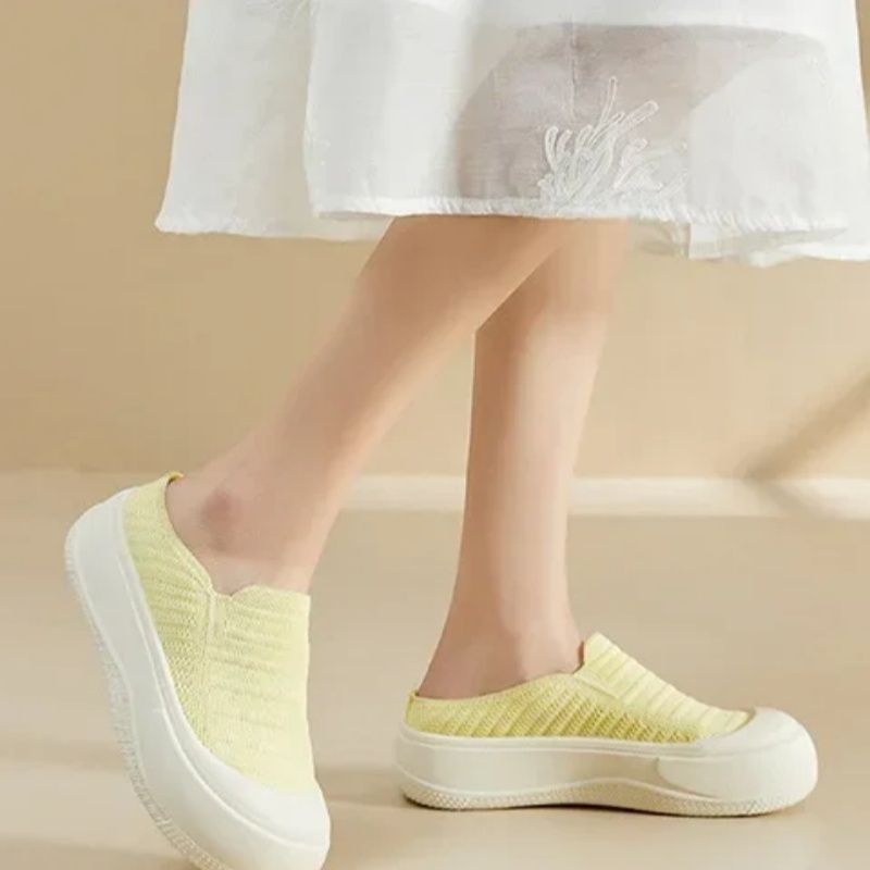 The 2025 Summer New Minimalist Thick-soled Woven Half-top Casual Women's Shoes，Fashionable And Versatile, Breathable And Minimalist Fisherman's Shoes