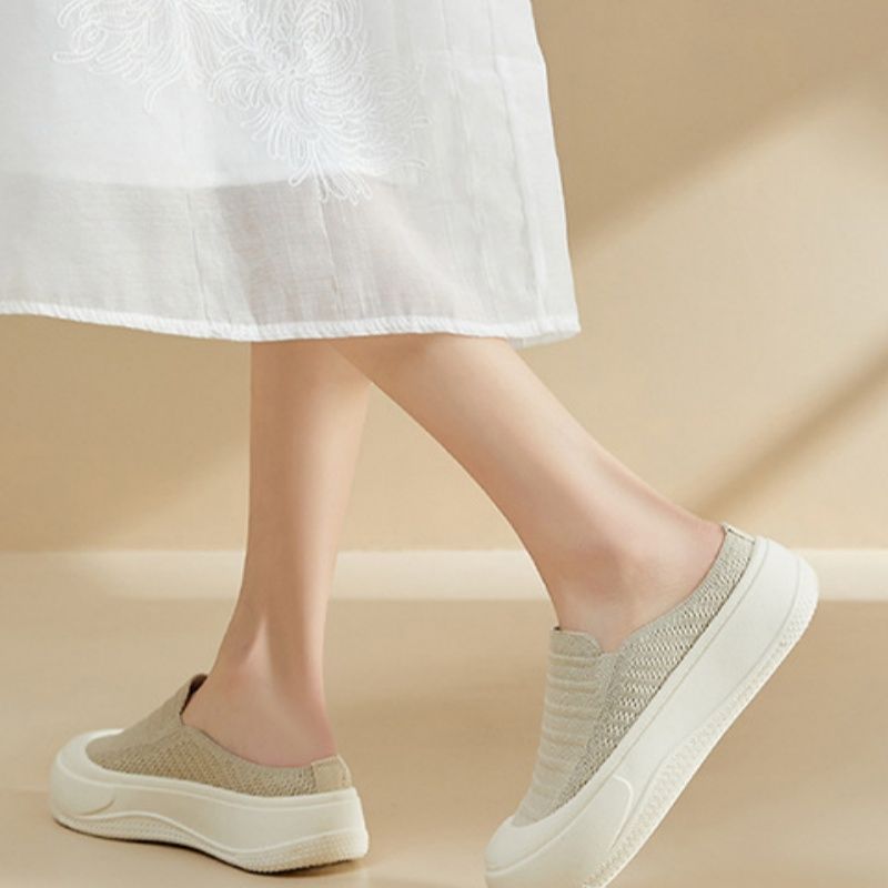The 2025 Summer New Minimalist Thick-soled Woven Half-top Casual Women's Shoes，Fashionable And Versatile, Breathable And Minimalist Fisherman's Shoes