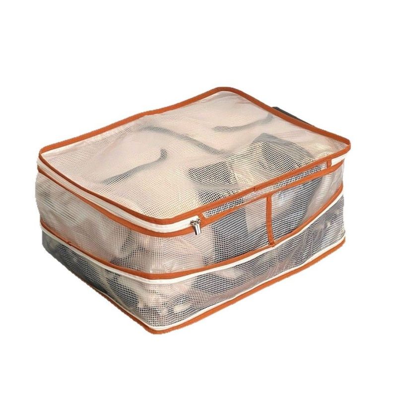 Large And Small Two-piece set，Reticulated Transparent Storage Bags Multi-functional Packaging Moving Bags, Household Large-capacity Clothing Pants Quilt Bags (Large 52*42*30cm, Small 40*30*18cm)
