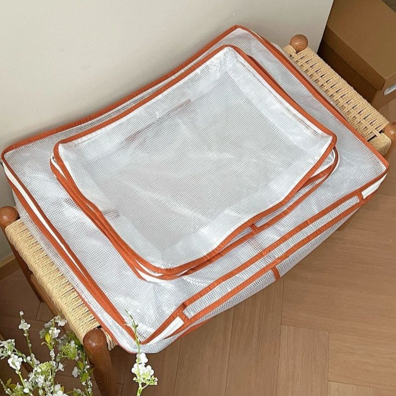 Large And Small Two-piece set，Reticulated Transparent Storage Bags Multi-functional Packaging Moving Bags, Household Large-capacity Clothing Pants Quilt Bags (Large 52*42*30cm, Small 40*30*18cm)