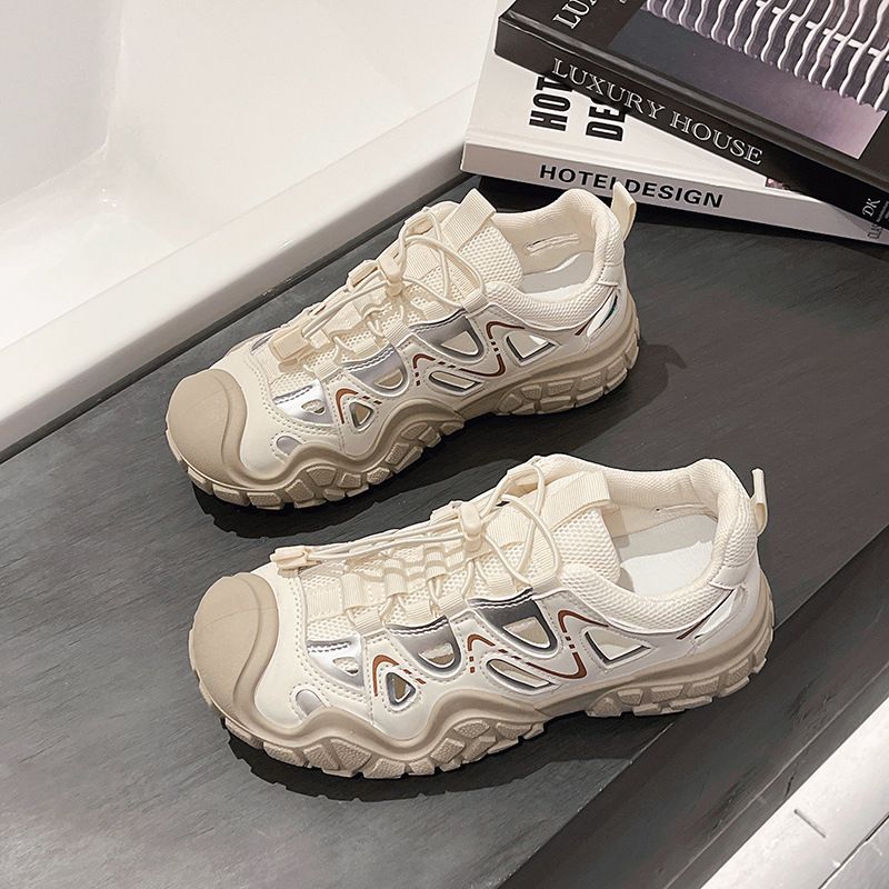 Hollow Sports Sandal Female, Breathable Ugly Sports Daddy Shoes, Casual Versatile Hole Shoes ，Anti-slip And Wear-resistant Sole, 4 Centimeter Heel Height,Pretty Girl Fairy Shoes