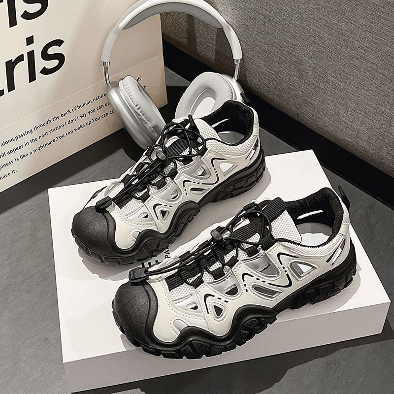 Hollow Sports Sandal Female, Breathable Ugly Sports Daddy Shoes, Casual Versatile Hole Shoes ，Anti-slip And Wear-resistant Sole, 4 Centimeter Heel Height,Pretty Girl Fairy Shoes