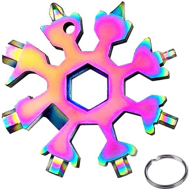 Multifunctional Snowflake Wrench, Tool Steel Octagonal Hexagon Socket, 18-in-1 Mini Universal Wrench, Light And Portable