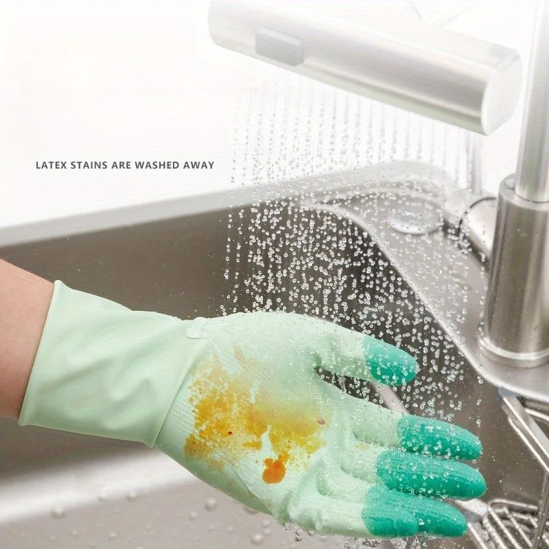 Latex Cleaning Dishwashing Gloves,Color Waterproof And Oil-proof Cleaning Thickened Wide-mouth  Reusable  Household Gloves，Kitchen Durable Cleaning Gloves ,Protect Your Hands