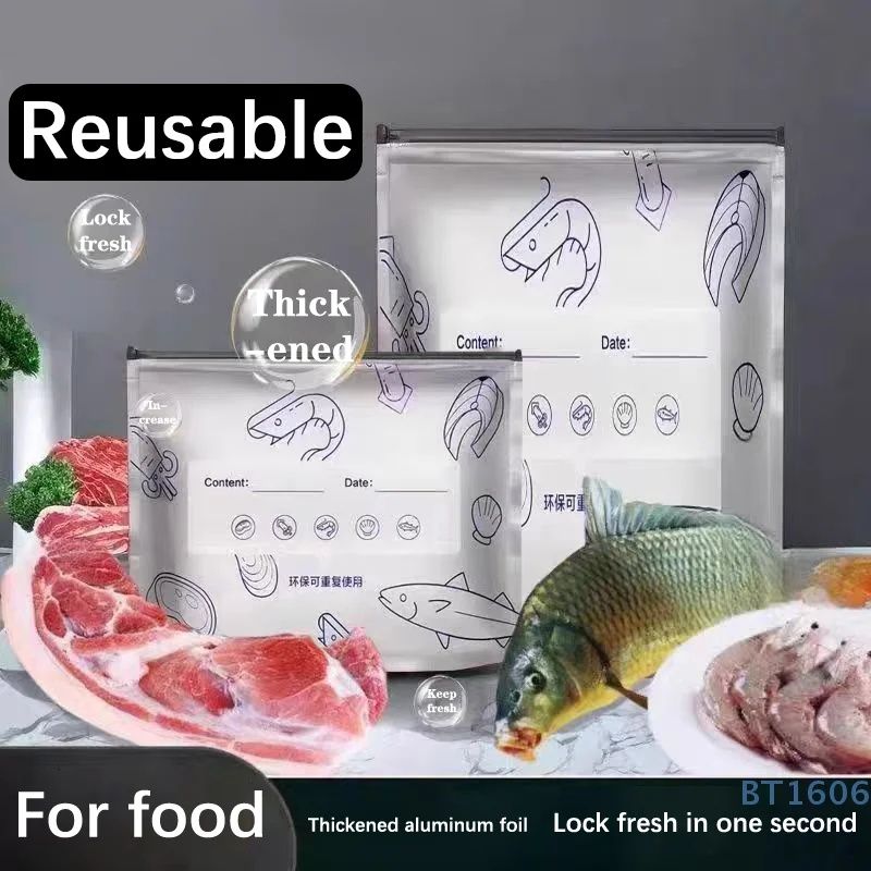 Aluminum Foil Food Preservation Sealed Bags, Household Refrigerator Food Freezing Special Storage Bags, Tight Bags, Special Freezing Bags，Zipper Design Reusable And Affordable
