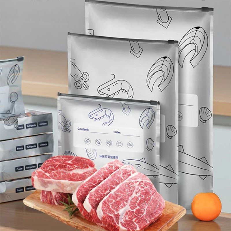 Aluminum Foil Food Preservation Sealed Bags, Household Refrigerator Food Freezing Special Storage Bags, Tight Bags, Special Freezing Bags，Zipper Design Reusable And Affordable