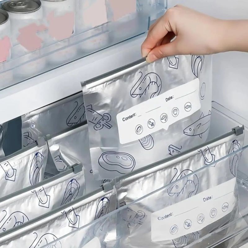 Aluminum Foil Food Preservation Sealed Bags, Household Refrigerator Food Freezing Special Storage Bags, Tight Bags, Special Freezing Bags，Zipper Design Reusable And Affordable