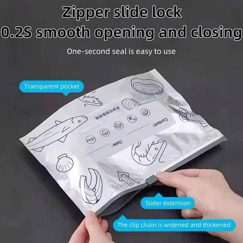 Aluminum Foil Food Preservation Sealed Bags, Household Refrigerator Food Freezing Special Storage Bags, Tight Bags, Special Freezing Bags，Zipper Design Reusable And Affordable