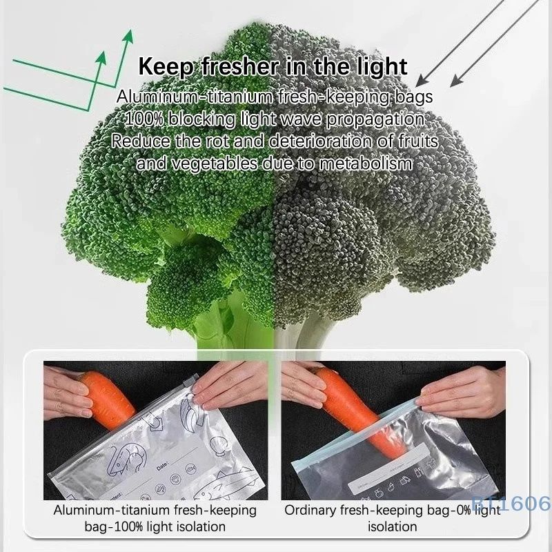 Aluminum Foil Food Preservation Sealed Bags, Household Refrigerator Food Freezing Special Storage Bags, Tight Bags, Special Freezing Bags，Zipper Design Reusable And Affordable