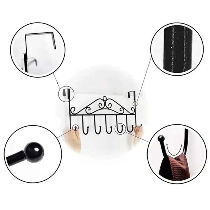 Storage Hooks Behind The Door, The Thickness Of The Door Panel Is From 3.5 to 4.5 CM, The Gap Between The Door And The Door Frame Should Be Greater Than 2 MM, With 7 Hooks, Be Used In Various Spaces