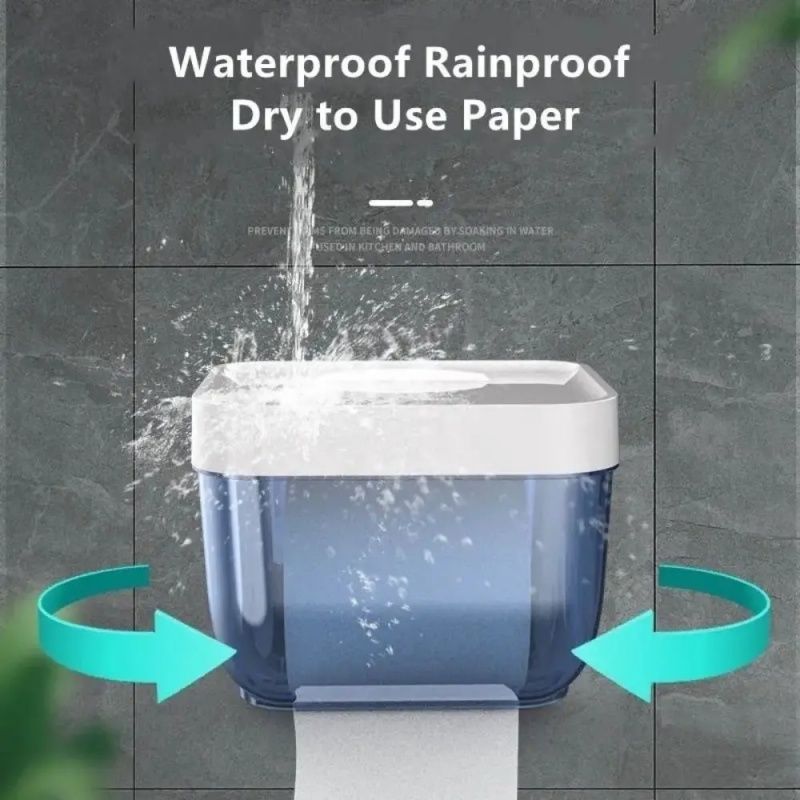 Multifunctional  Waterproof With Shelf For  Toilet Paper Storage Rack,Transparent  Plastic Without Punching Holes,  Creative Roll Paper Box