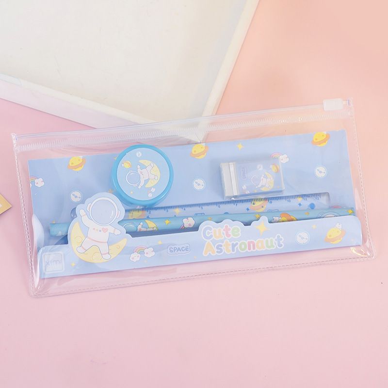 Astronaut Student Stationery 5pcs/ Set，Creative Graphics Pencil Set,Including Pencils, Rubber ,Rulers And Sharpeners,Christmas Gifts