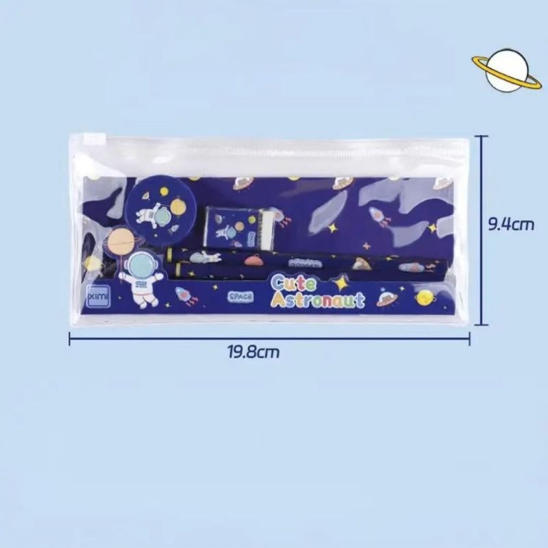 Astronaut Student Stationery 5pcs/ Set，Creative Graphics Pencil Set,Including Pencils, Rubber ,Rulers And Sharpeners,Christmas Gifts