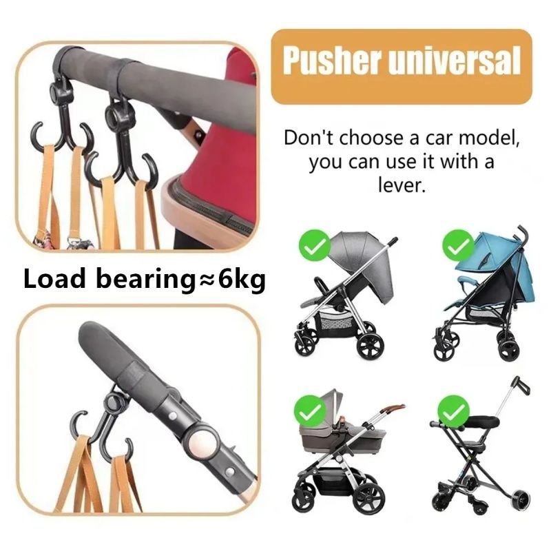 Multifunctional Portable Plastic Hook ，Electric Car Baby Stroller Hook，Rotate 360 Degree ，Powerful Load-bearing，Safe Storage Is A Good Helper