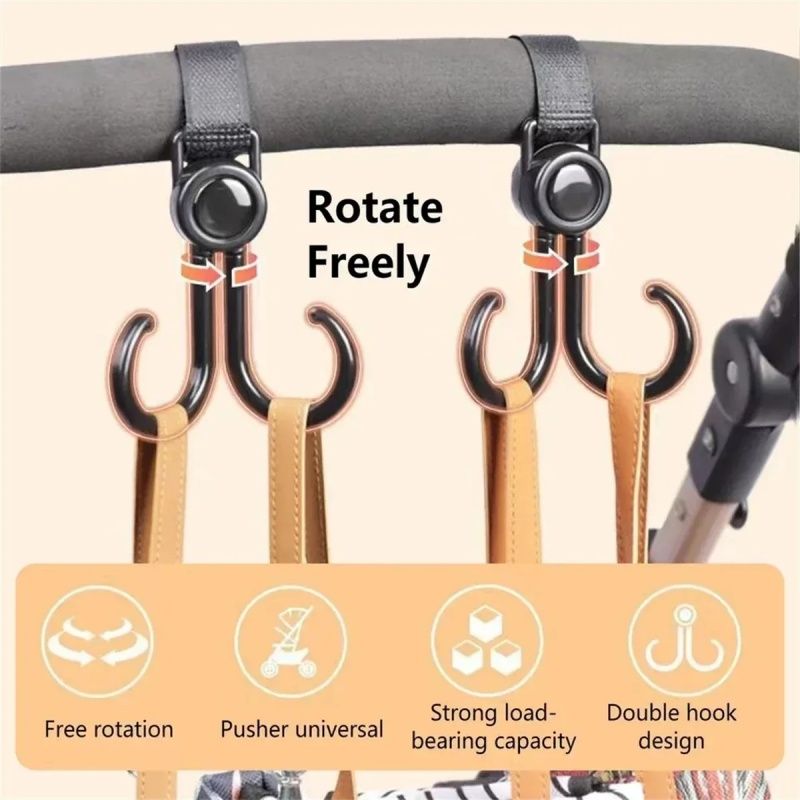 Multifunctional Portable Plastic Hook ，Electric Car Baby Stroller Hook，Rotate 360 Degree ，Powerful Load-bearing，Safe Storage Is A Good Helper