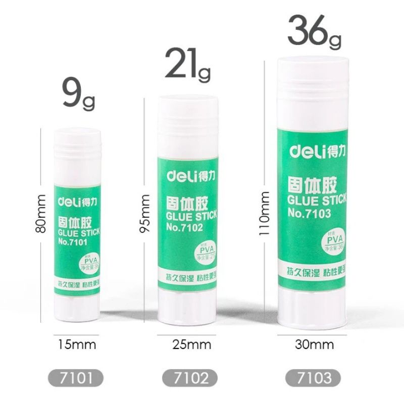 1PCS Deliglue PVA Solid Glue Sticks ，Student Glue Stick，Office  Glue Stick，Good Viscosity，Formaldehyde-free，Three Specifications：9g21g36g