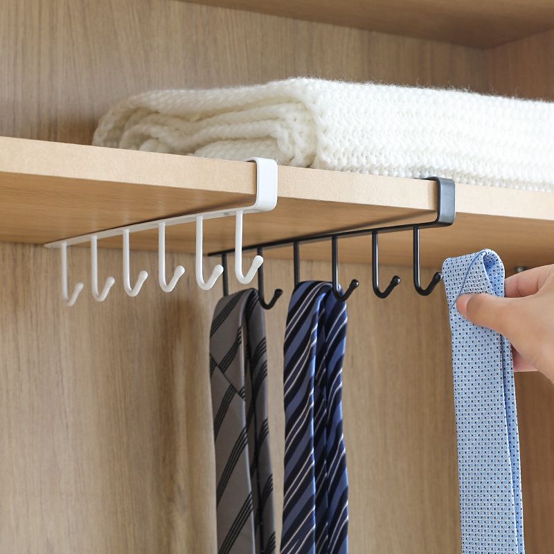 12 Double-row Hooks、6 Single-row Hooks Storage Rack,Punching-free Kitchen Racks,  Cupboard Door Hooks, Hanging Storage And Finishing Racks，Double-row 12 Hooks Are Equipped With Fixing Patches