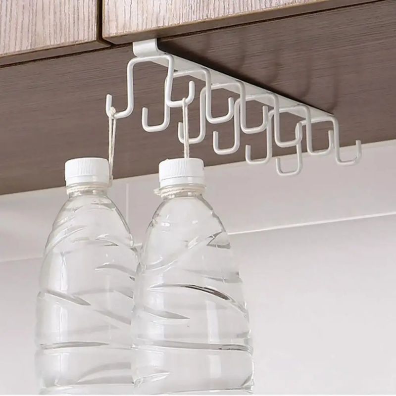 12 Double-row Hooks、6 Single-row Hooks Storage Rack,Punching-free Kitchen Racks,  Cupboard Door Hooks, Hanging Storage And Finishing Racks，Double-row 12 Hooks Are Equipped With Fixing Patches