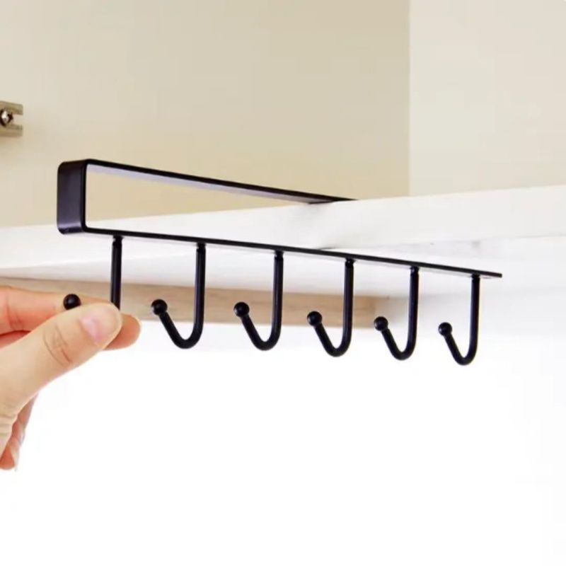 12 Double-row Hooks、6 Single-row Hooks Storage Rack,Punching-free Kitchen Racks,  Cupboard Door Hooks, Hanging Storage And Finishing Racks，Double-row 12 Hooks Are Equipped With Fixing Patches