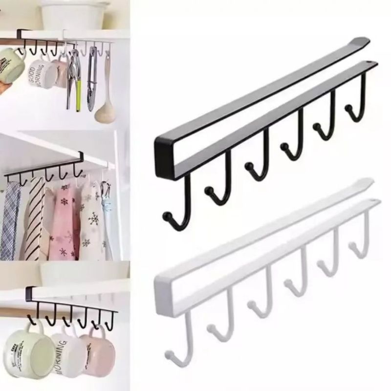 12 Double-row Hooks、6 Single-row Hooks Storage Rack,Punching-free Kitchen Racks,  Cupboard Door Hooks, Hanging Storage And Finishing Racks，Double-row 12 Hooks Are Equipped With Fixing Patches
